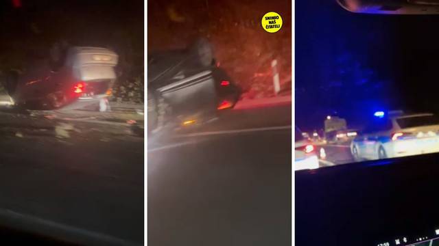VIDEO Fiat i Audi na krovu kod Zagreba, dvoje je ozlijeđenih: Policija traži svjedoke nesreće