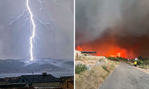 FOTO Veliki po&zcaron;ar na &Ccaron;iovu gase i kanaderi, po&ccaron;ela padati i ki&scaron;a. Snimili udar munje prije po&zcaron;ara