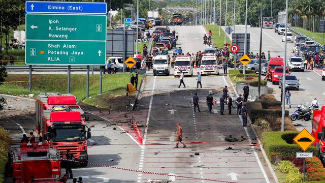 Aftermath of a plane crash in Shah Alam