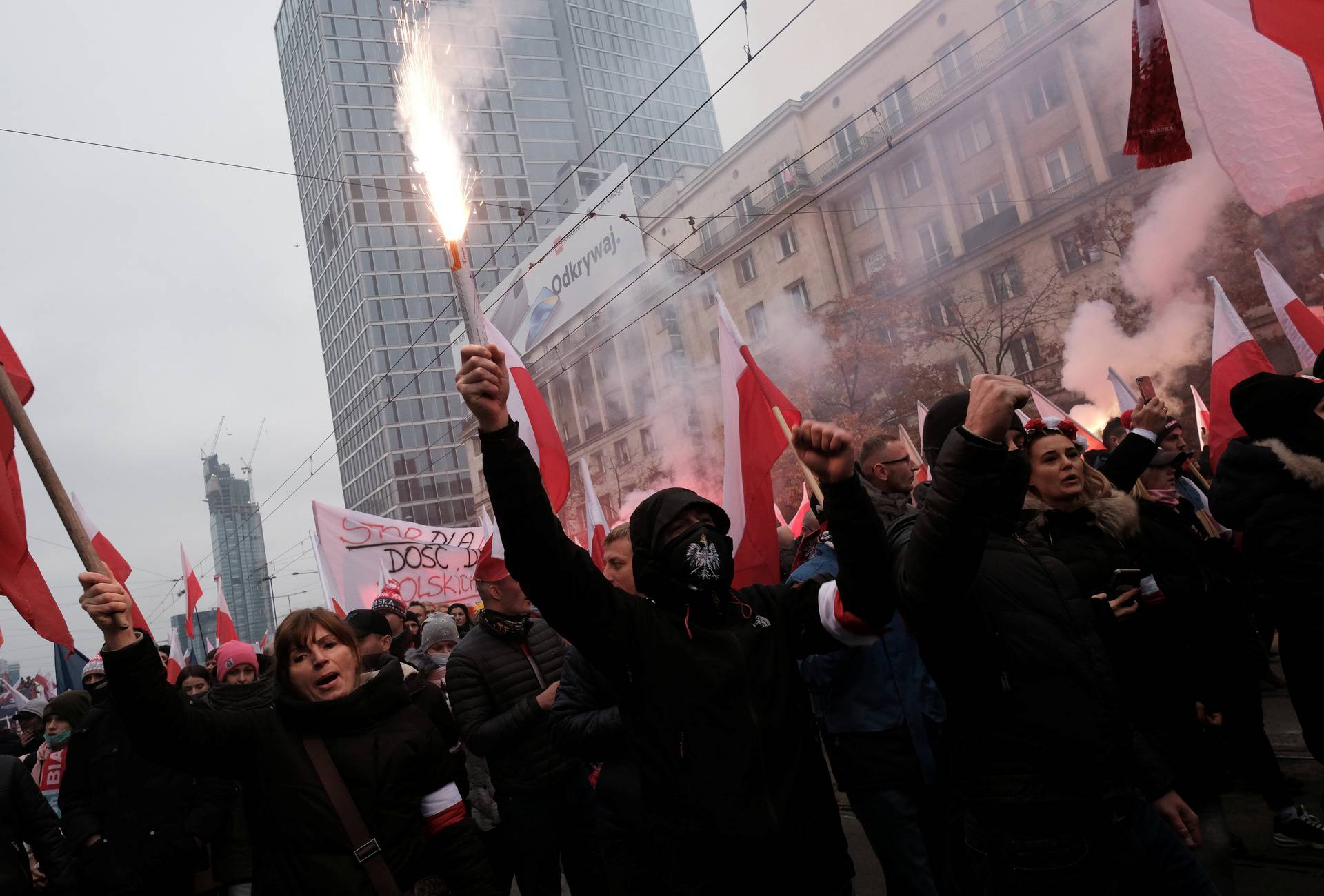 People mark the National Independence Day in Warsaw