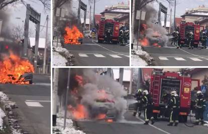 Video: Zapalio se auto u vožnji na zagrebačkim Srednjacima