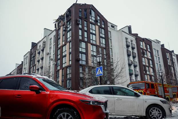 Aftermath of a Russian drone attack in Kyiv region