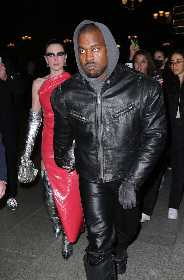 Kanye West and Julia Fox seen leaving the Rick Owens party in Paris