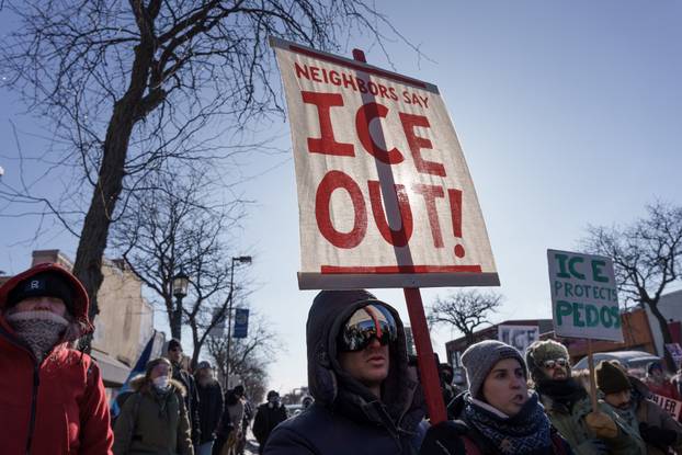 Protest after federal agents fatally shot a man while trying to detain him, in Minneapolis