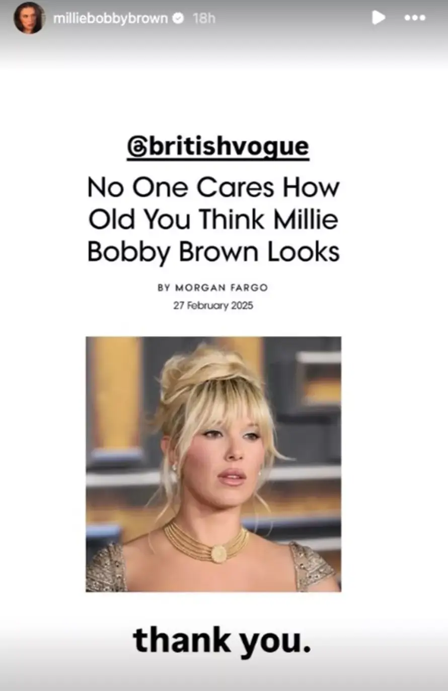 Millie Bobby Brown odgovorila na komentare da izgleda starije