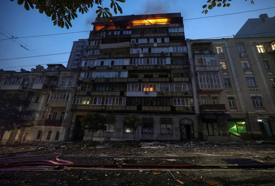 Russian drone and missile strike in Kyiv