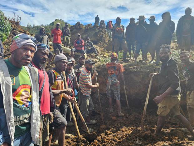 View of the damage after a landslide in Maip Mulitaka