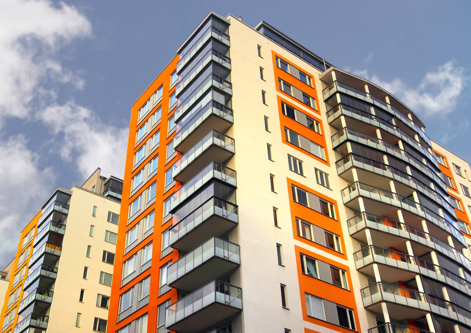 Apartment building with balconies