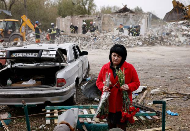 Aftermath of a Russian military strike in Kharkiv region