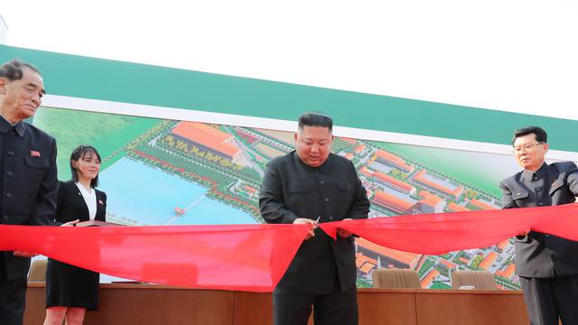 North Korean leader Kim Jong Un attends the completion of a fertiliser plant north of Pyongyang