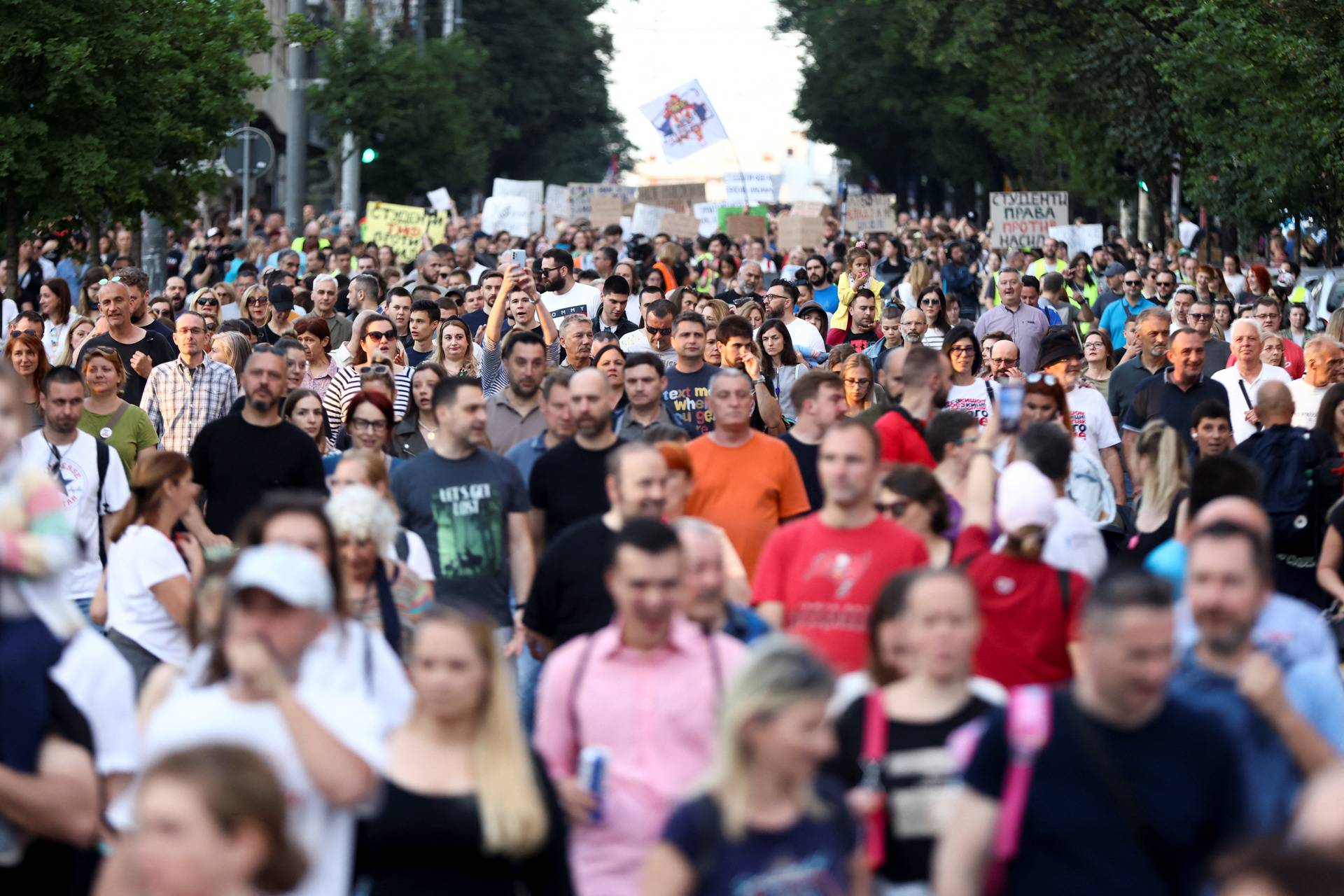 Serbian opposition parties protest against violence and in reaction to the two mass shootings, in Belgrade