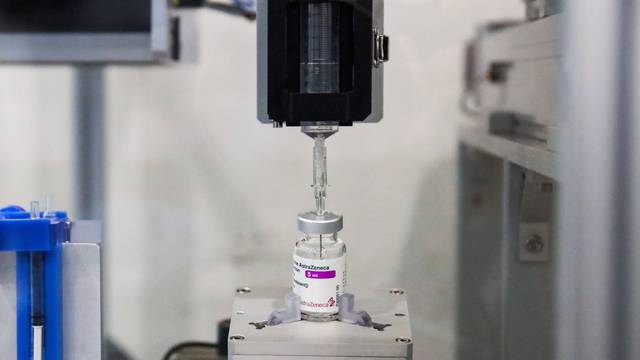 A vaccine extraction machine called AutoVacc, designed by the Chulalongkorn University's Biomedical Engineering Research Center to extract extra doses out of AstraZeneca vaccine vials, is seen in Bangkok