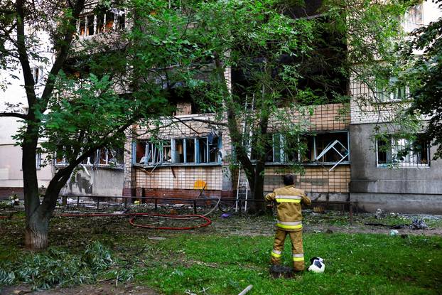 Aftermath of a Russian drone and missile attack in Kyiv