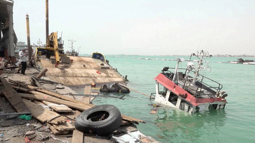 FILE PHOTO: Aftermath of Houthi strikes on the Yemeni port of Mocha