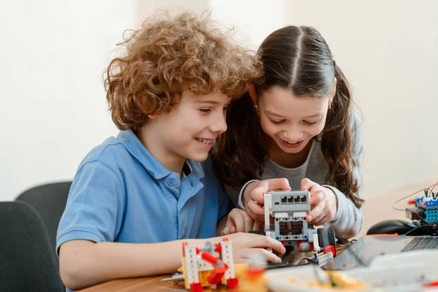 Excited,Children,Playing,With,A,Robot.,It,Engineering,Courses,For