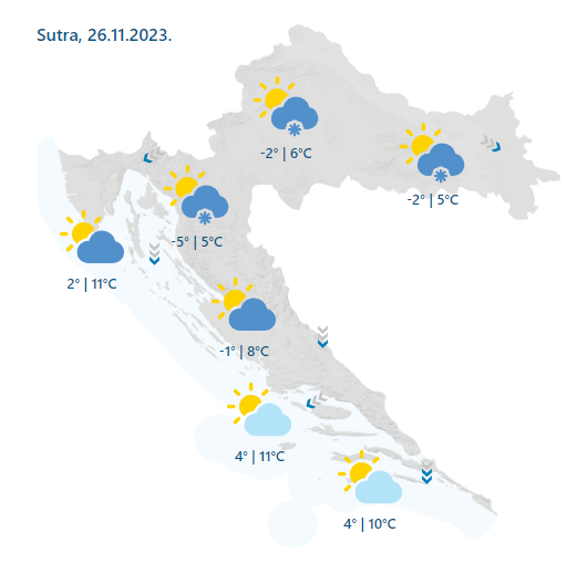 Snijeg zabijelio Sljeme: Stiže i u ostatak Hrvatske, sutra do -5°C! Upozoravaju na vrlo jaku buru