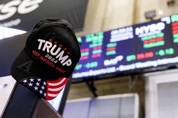 FILE PHOTO: View shows a hat in support of Republican Donald Trump at the New York Stock Exchange (NYSE)