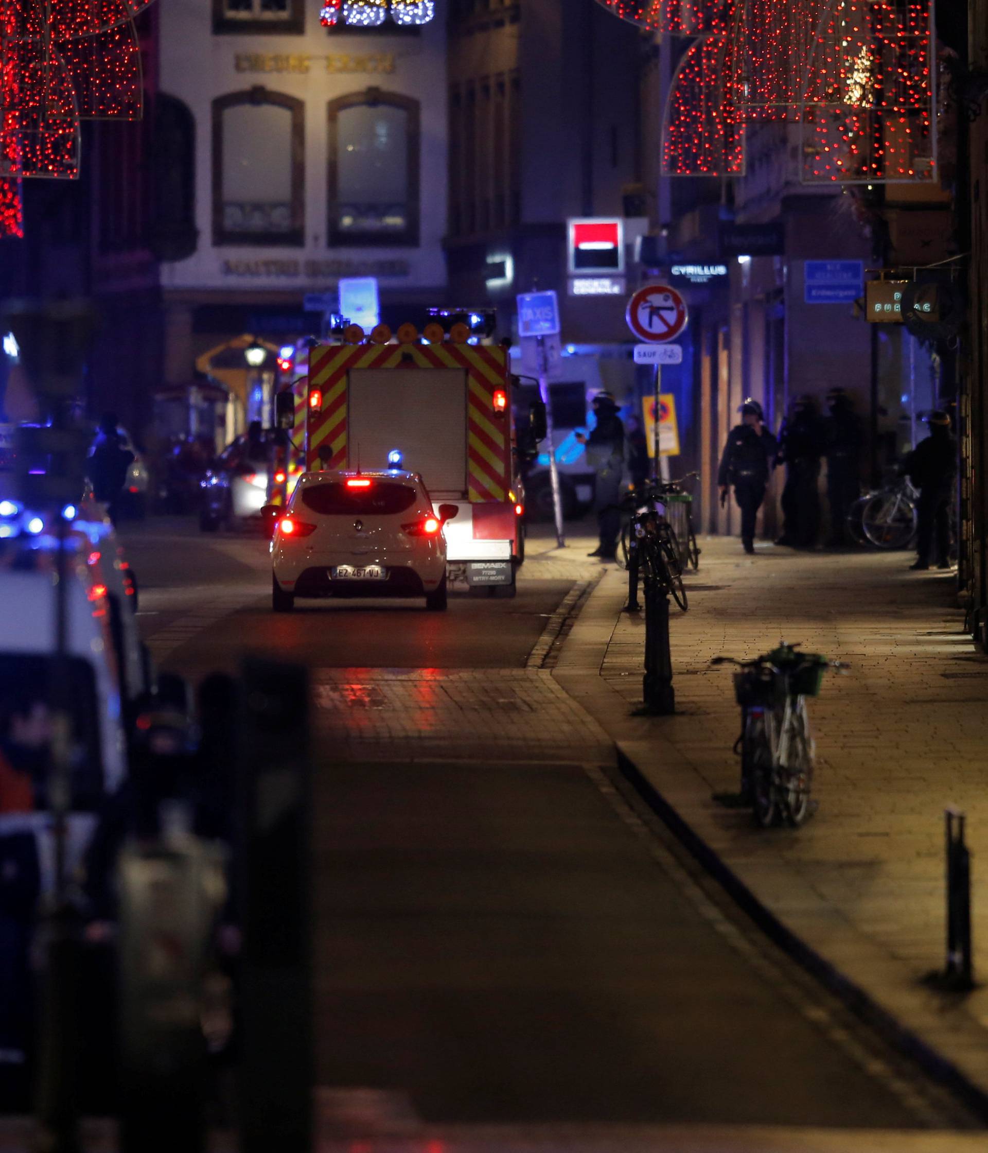 Rescue teams work at the scene of shooting in Strasbourg