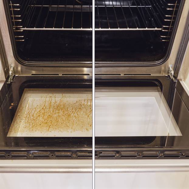 Dirty,And,Clean,Oven,,Before,And,After,Cleaning,And,Washing