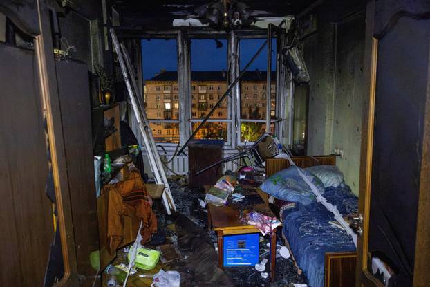 Aftermath of Russian drone and missile attack in Kyiv