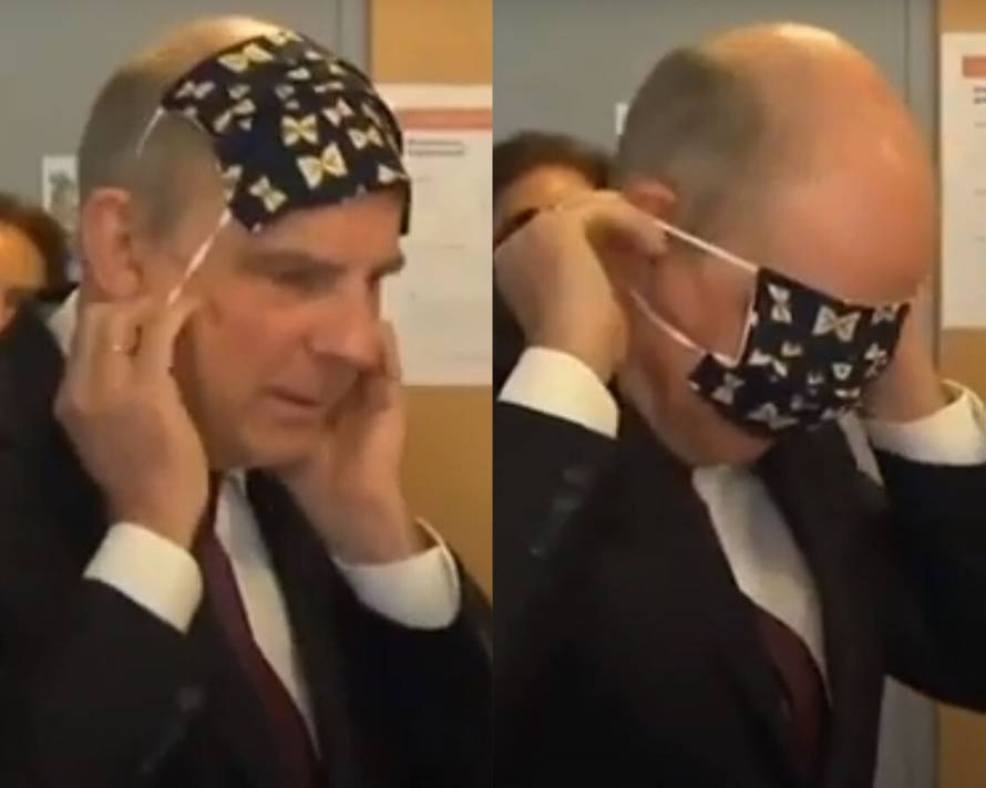 A gdje sad s tom maskom? Na glavu ili na oči, nije mi jasno...