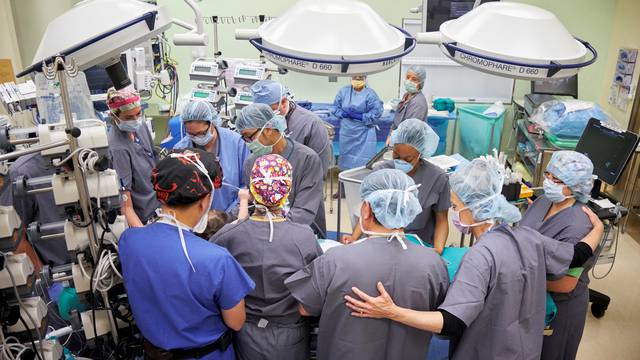 Handout photo of separation surgery of conjoined twins Erika and Eva Sandoval  in Palo Alto, California