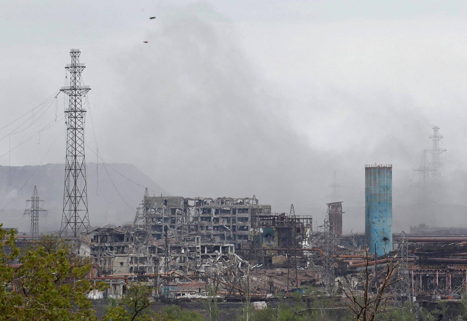 A view shows destroyed facilities of Azovstal Iron and Steel Works in Mariupol