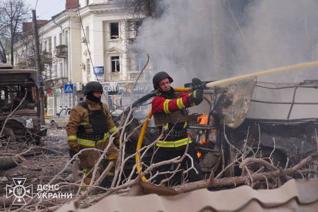 Aftermath of a Russian missile attack in Sumy