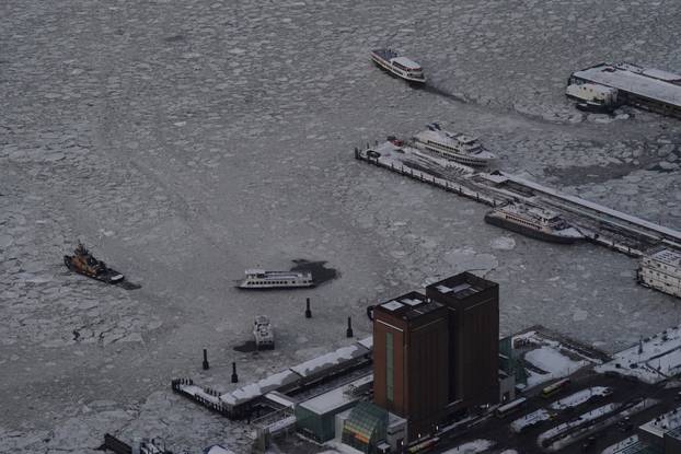 The Hudson River as seen from an observation deck at the Edge, at Hudson Yards in New York City