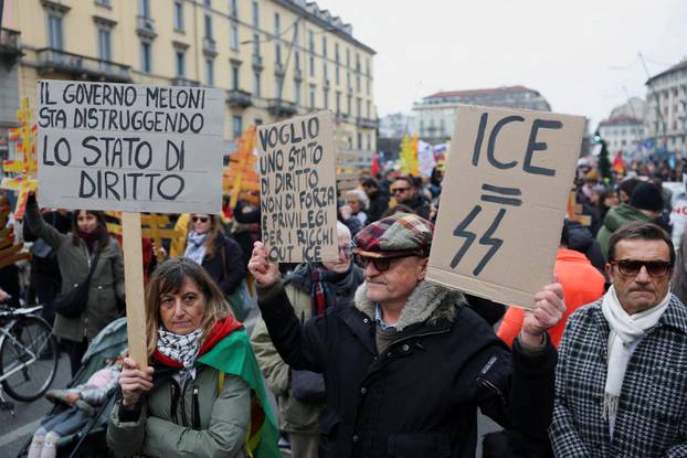 Demonstrators protest the 2026 Winter Olympics in Milan