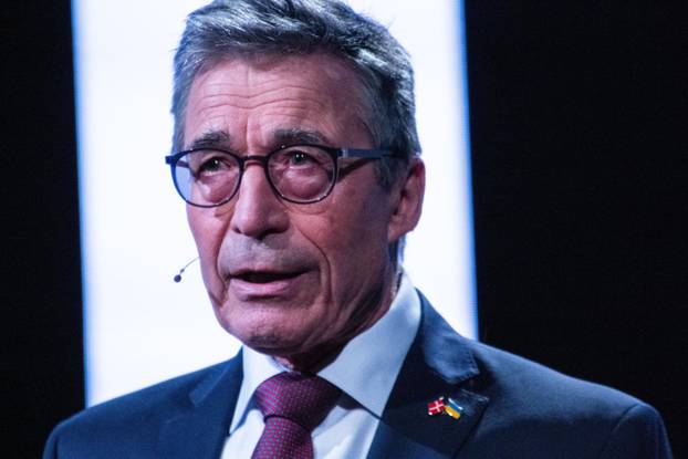Copenhagen, Denmark. 13th May, 2025. Founder and Chairman of The Alliance of Democracies Foundation Anders Fogh Rasmussen makes speeches during Copenhagen Democracy Summit 2025 at the Royal Danish Playhouse (Danish: Skuespilhuset). The summit takes place 