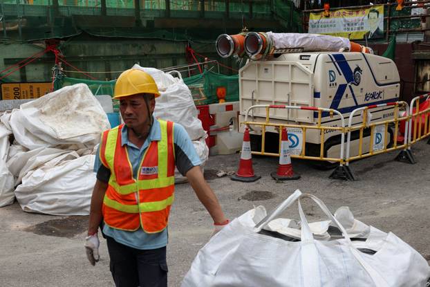 Pumping robot is placed in preparation for Super Typhoon Ragasa, in Hong Kong