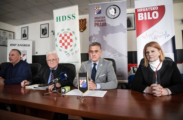 Zagreb: Predstavljanje predizborne koalicije Hrvatske stranke prava, Hrvatskog bila i Hrvatske demokratske seljačke stranke 