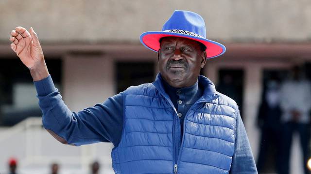 Kenya's opposition leader and presidential candidate Raila Oding attends his final campaign rally, Nairobi