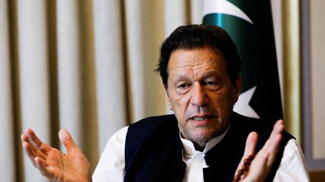 FILE PHOTO: Former Pakistani PM Imran Khan speaks with Reuters during an intervew, in Lahore
