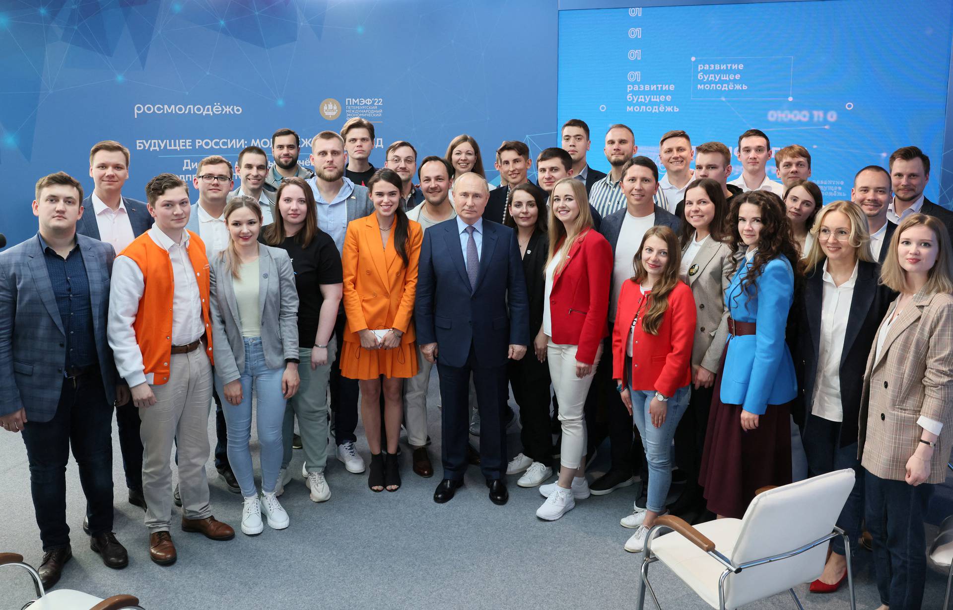 Russia's President Vladimir Putin meets with young entrepreneurs in Moscow