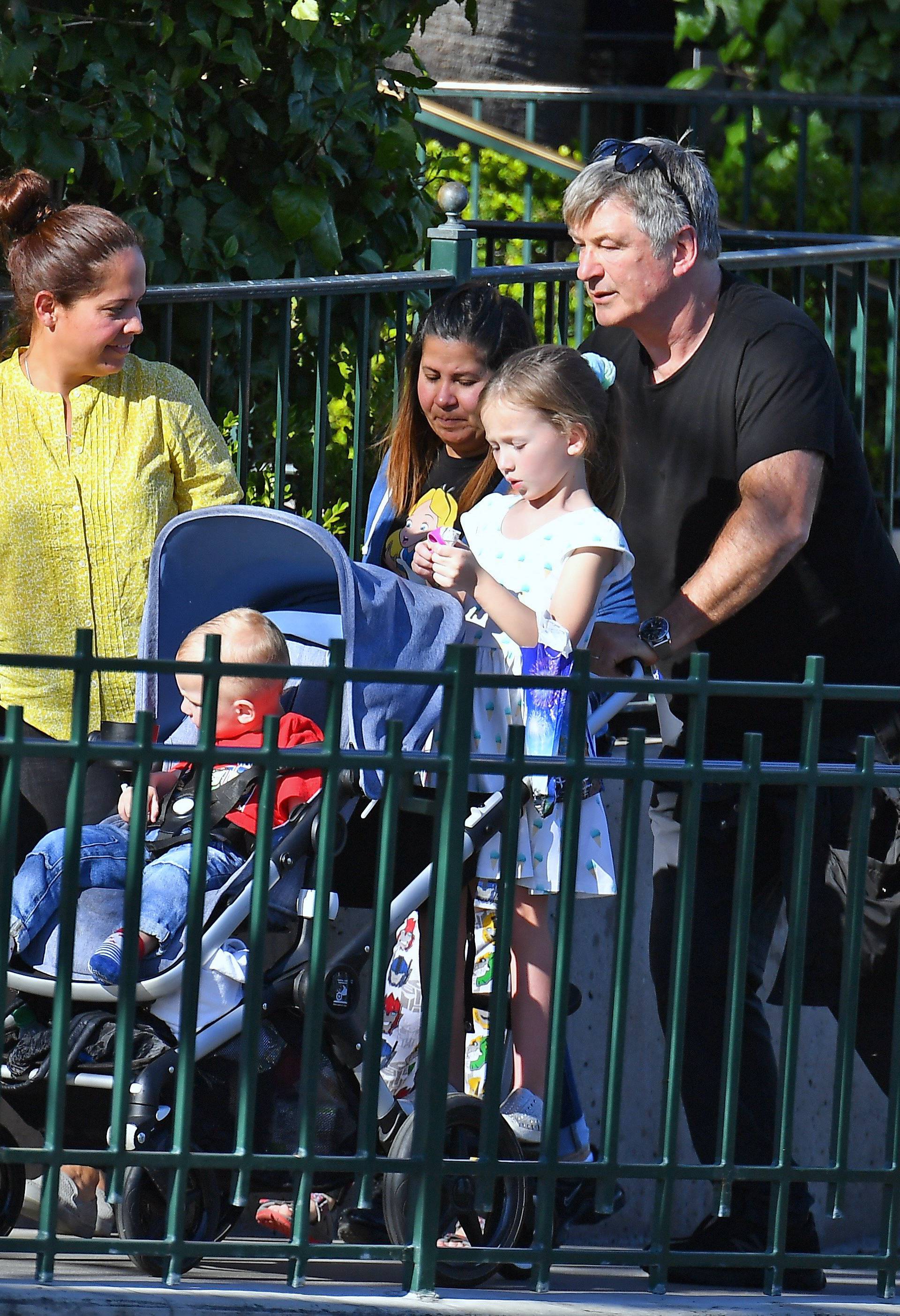 EXCLUSIVE: Alec Baldwin takes all 5 of of his kids and 2 Nannys to Disneyland for a fun day