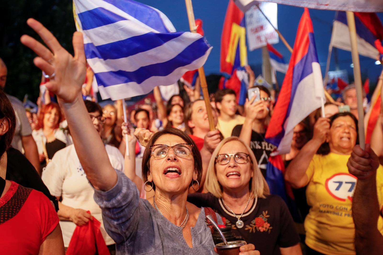 Uruguayan presidential candidate Daniel Martinez from the ruling party Frente Amplio attends a campaign closing rally in Florida