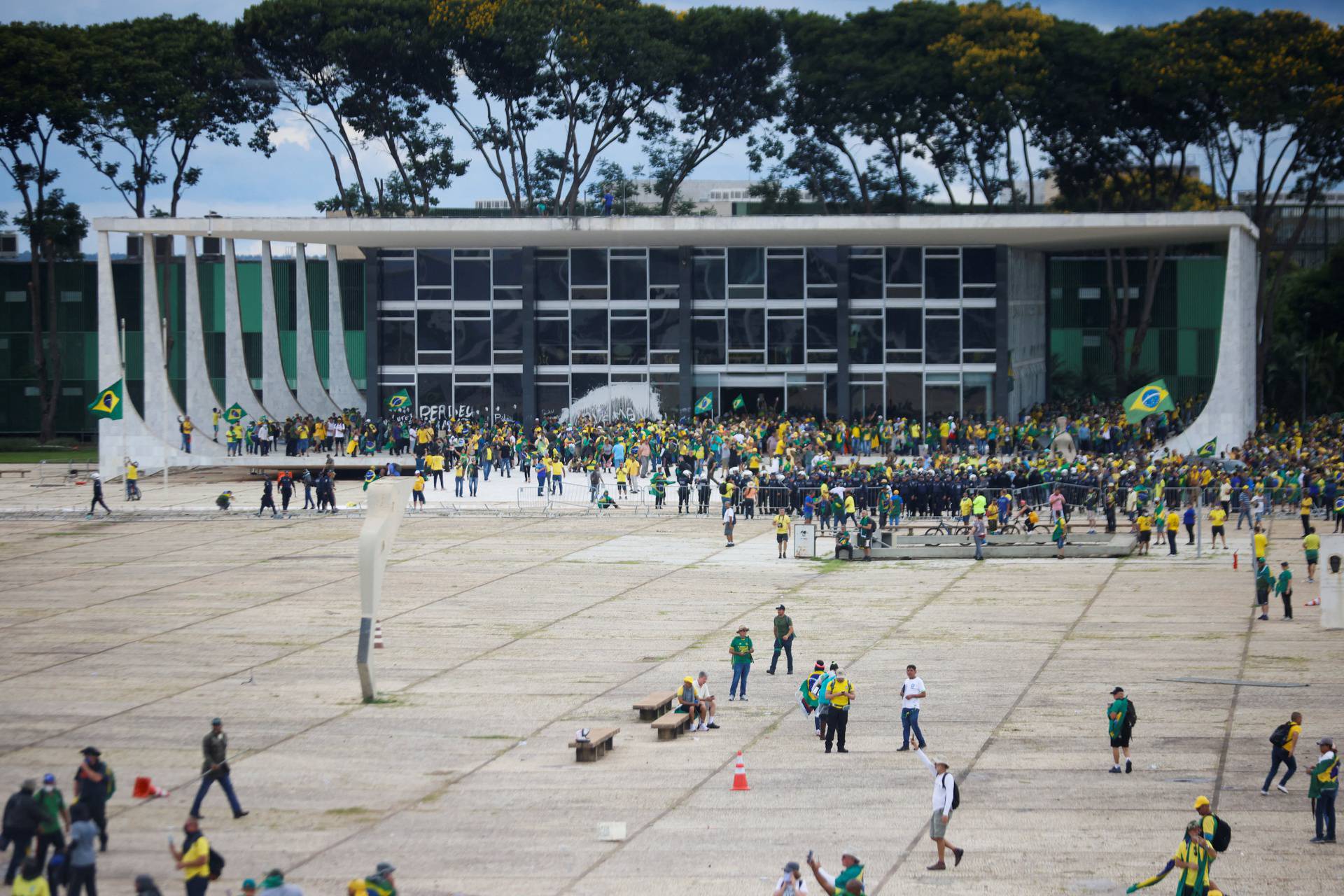 Supporters of Brazil's former President Jair Bolsonaro demonstrate against President Luiz Inacio Lula da Silva, in Brasilia