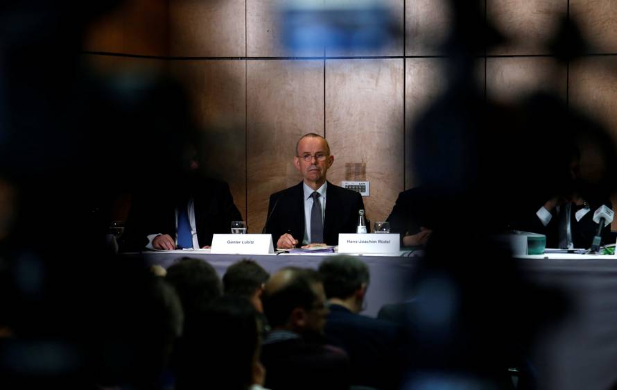 Guenter Lubitz during a news conference in Berlin