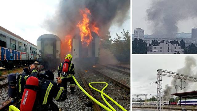 VIDEO Gori nekoliko vagona na Glavnom kolodvoru:  Jak dim se vidi i iz drugih dijelova Zagreba