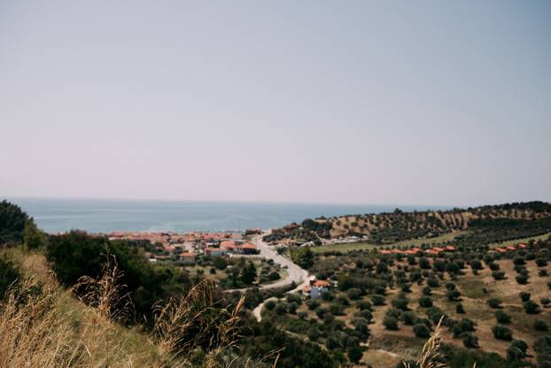 panoramic view of a Mediterranean village by the sea