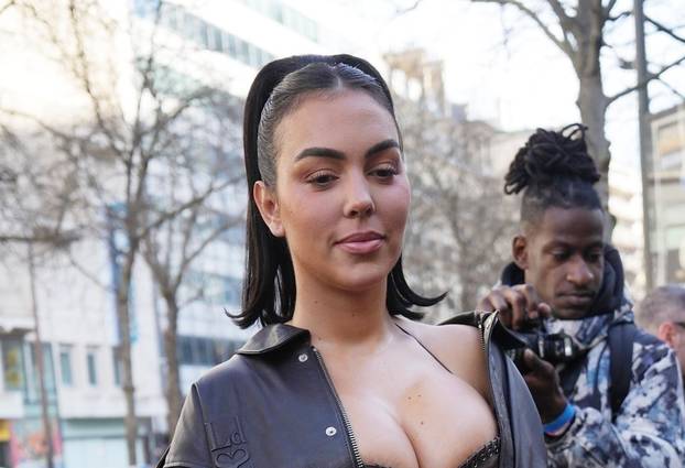 Cristiano Ronaldo's girlfriend Georgina Rodríguez seen arriving at Ludovic de Saint Sernin during Paris Fashion Week