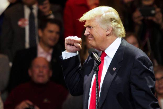 U.S. President-elect Donald Trump speaks at a rally as part of their "USA Thank You Tour 2016" in Cincinnati