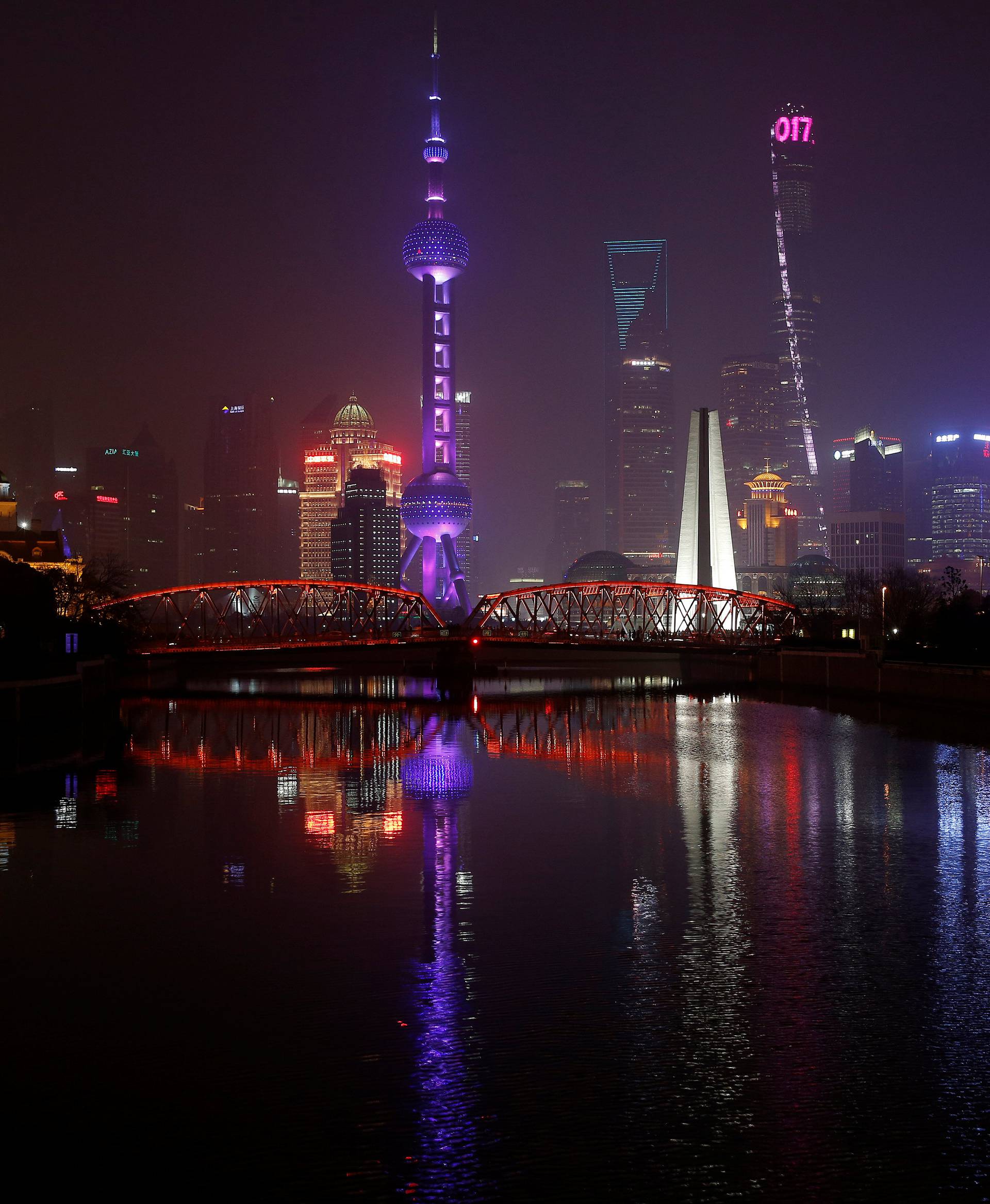 The Bund on the banks of the Huangpu River is pictured before Earth Hour in Shanghai,
