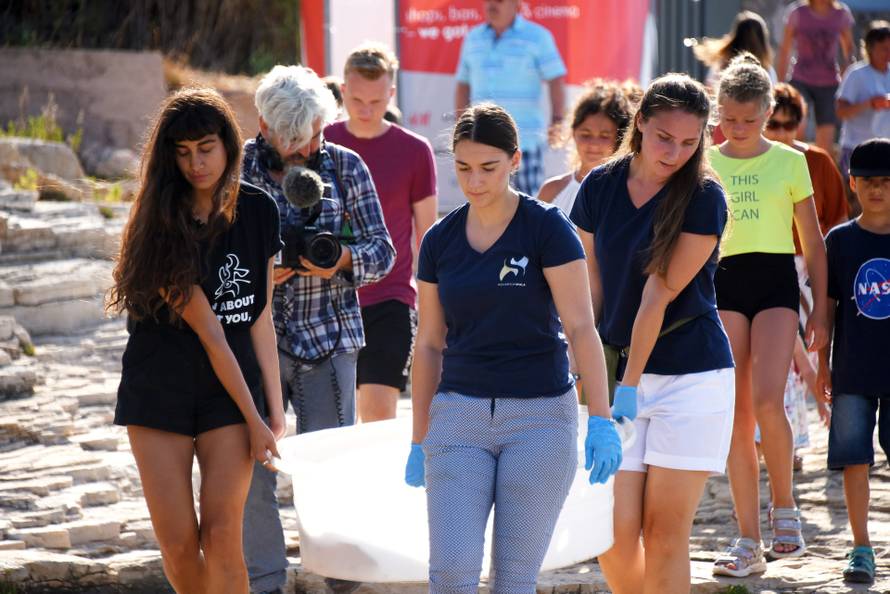 Kornjača Zdravka vraćena je u more nakon što se oporavila u pulskom Aquariumu