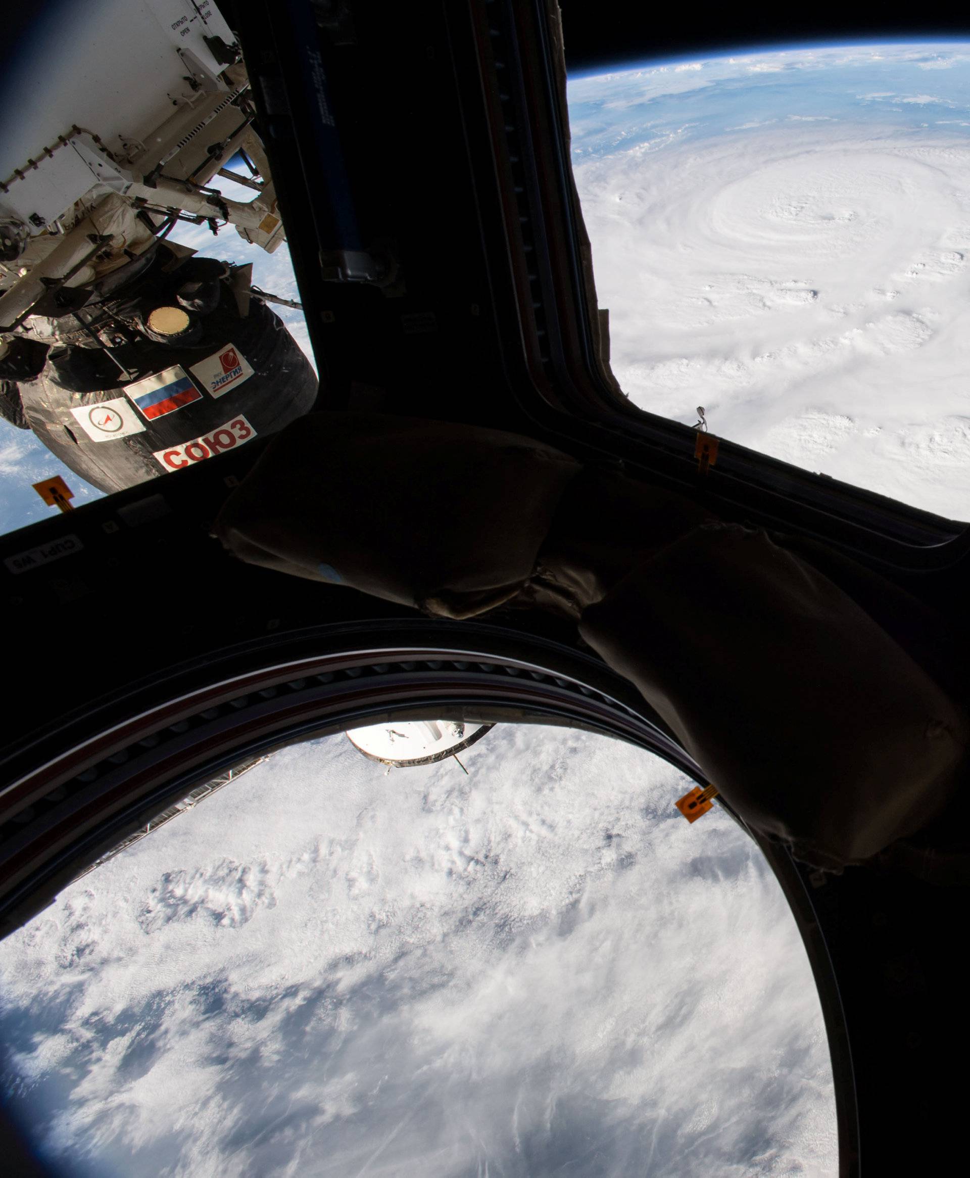 Hurricane Harvey is pictured off the coast of Texas, U.S. from the cupola aboard the International Space Station in this NASA handout photo