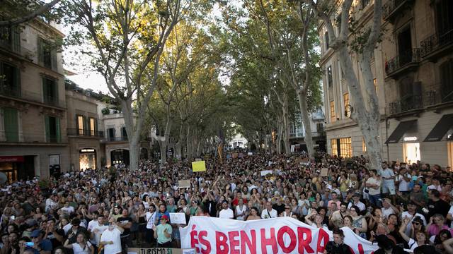 People protest against mass tourism on the island of Mallorca