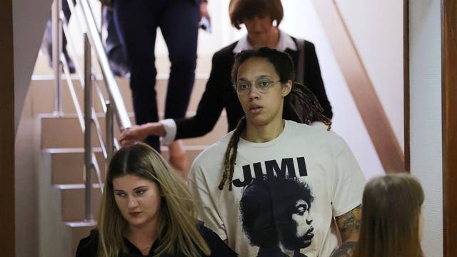 U.S. basketball player Brittney Griner attends a court hearing in Khimki