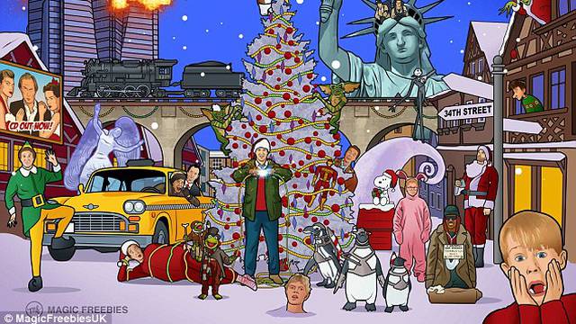 Na ovoj slici skriveno je čak 25 božićnih filmova - vidite li ih?